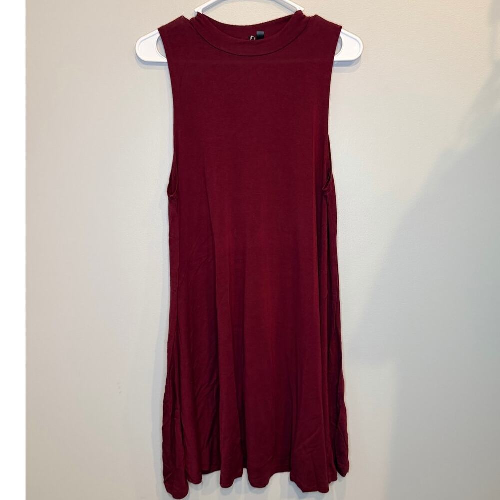 Heartsoul Burgundy Sleeveless Mock Neck Swing Tunic Mini Dress - Size XL